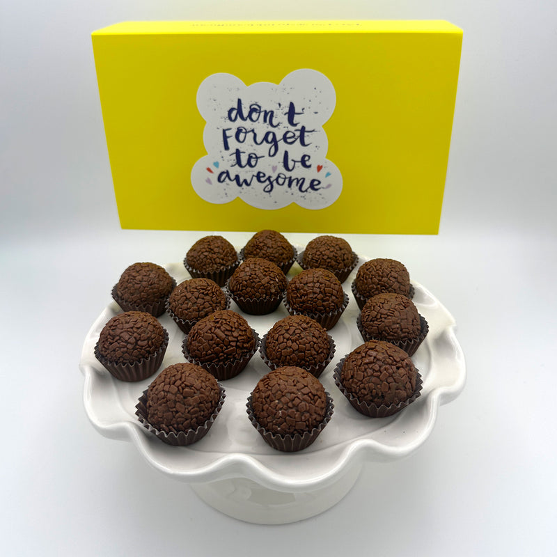 Don't Forget to be Awesome Milk Chocolate Brigadeiros — handcrafted Brazilian brigadeiro gift