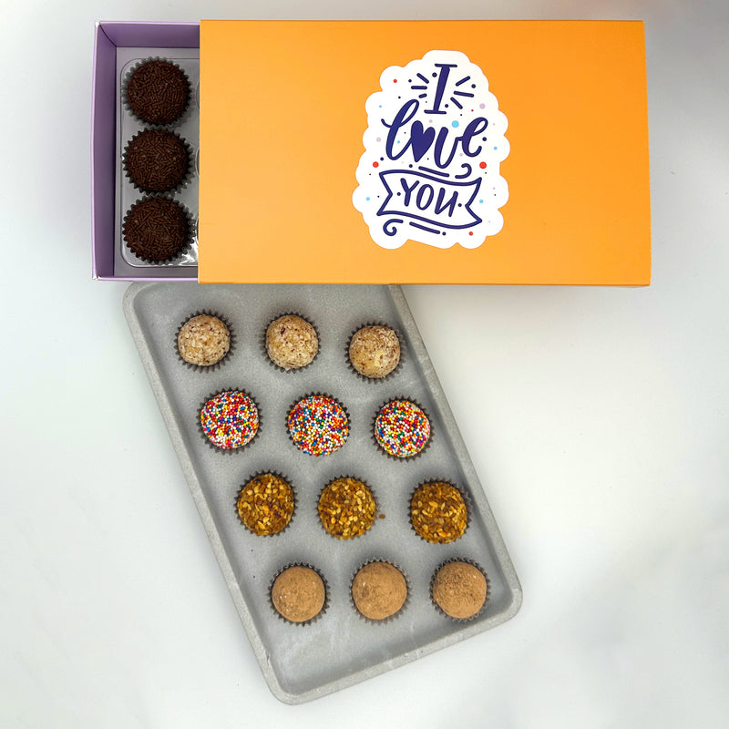 I Love You Specialty Celebration Brigadeiros — handcrafted Brazilian brigadeiro gift