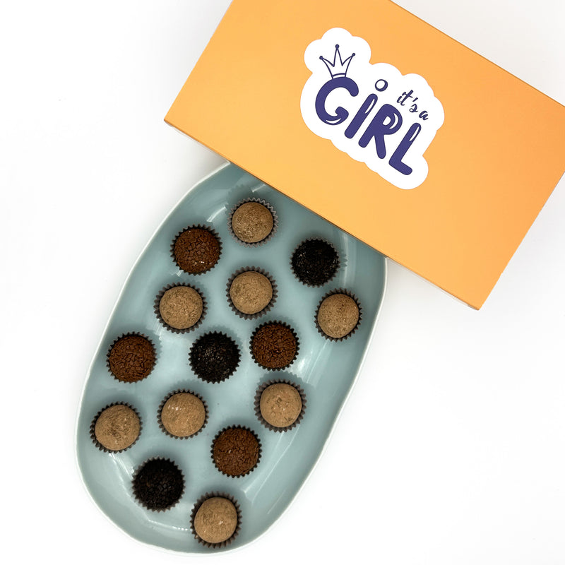 Baby Girl Coffee + Chocolate Brigadeiros — handcrafted Brazilian brigadeiro gift