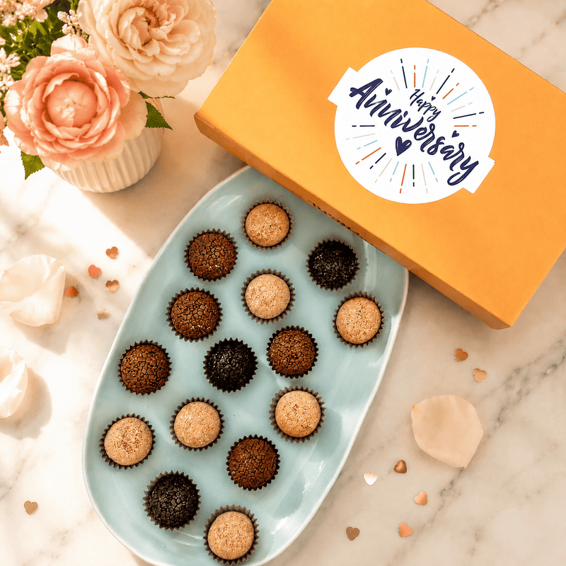 Anniversary Coffee + Chocolate Brigadeiros — handcrafted Brazilian brigadeiro gift