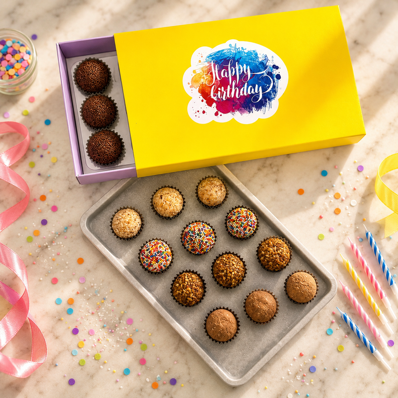 Birthday Specialty Celebration Brigadeiros — handcrafted Brazilian brigadeiro birthday gift