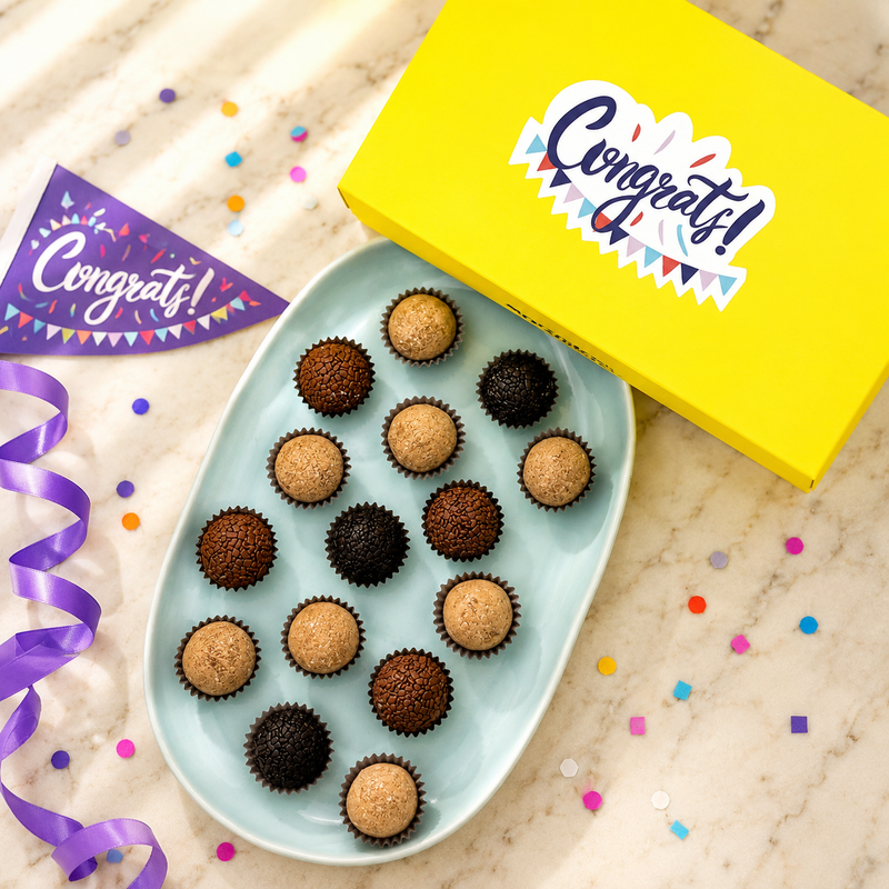 Congrats Coffee + Chocolate Brigadeiros — handcrafted Brazilian brigadeiro gift