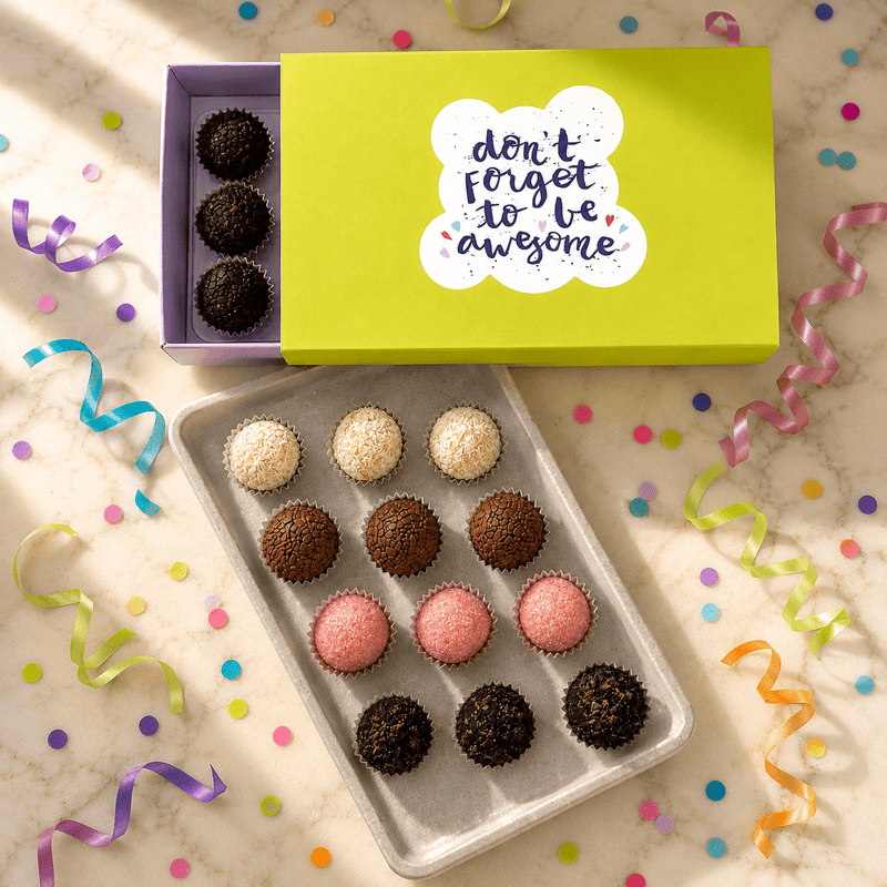 Don't Forget to be Awesome Classic Brigadeiros — handcrafted Brazilian brigadeiro gift