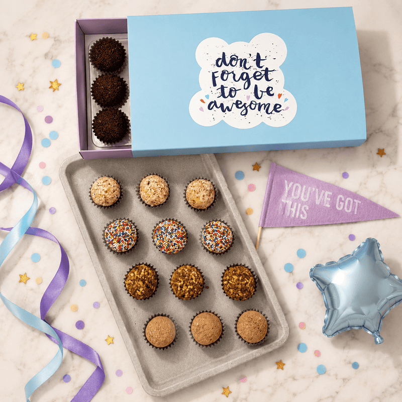 Don't Forget to be Awesome Specialty Celebration Brigadeiros — handcrafted Brazilian brigadeiro gift