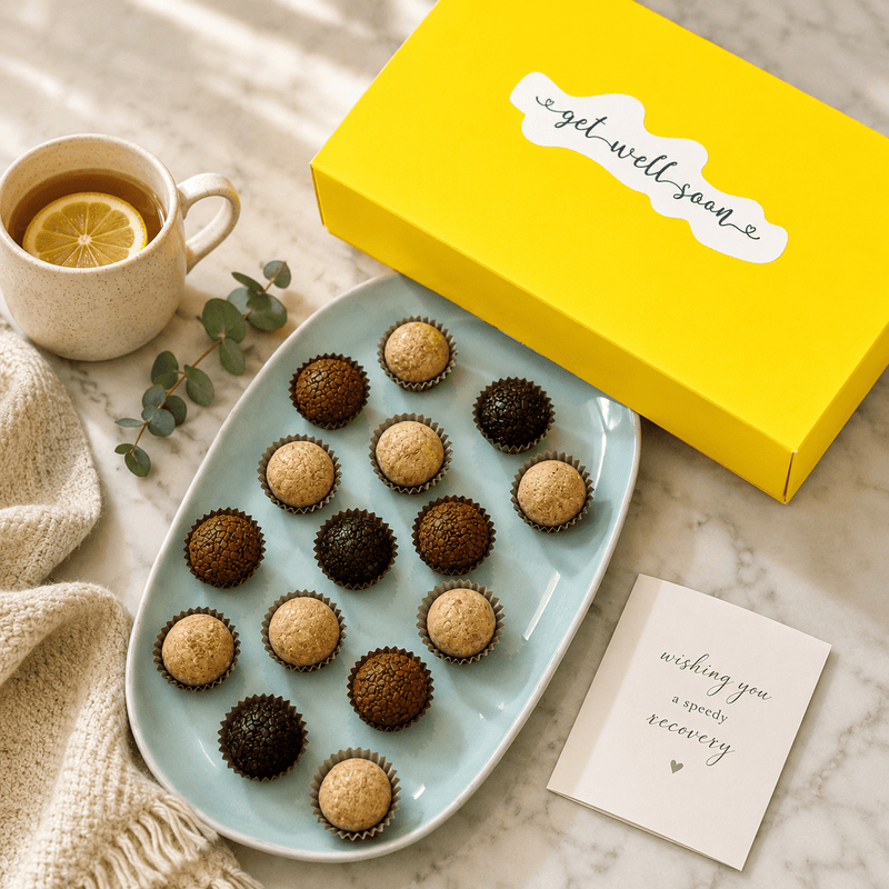 Get Well Soon Chocolate + Coffee Brigadeiros — handcrafted Brazilian brigadeiro gift