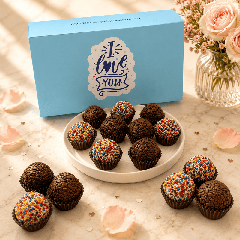I Love You Milk Chocolate Celebration Brigadeiros — handcrafted Brazilian brigadeiro gift