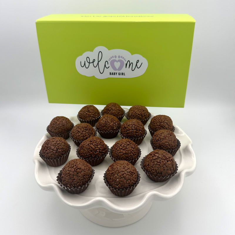 Baby Girl Milk Chocolate Brigadeiros — handcrafted Brazilian brigadeiro gift