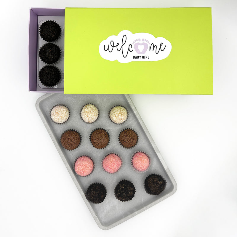Baby Girl Classic Brigadeiros — handcrafted Brazilian brigadeiro gift