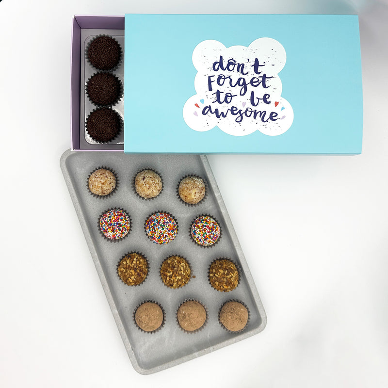 Don't Forget to be Awesome Specialty Celebration Brigadeiros — handcrafted Brazilian brigadeiro gift