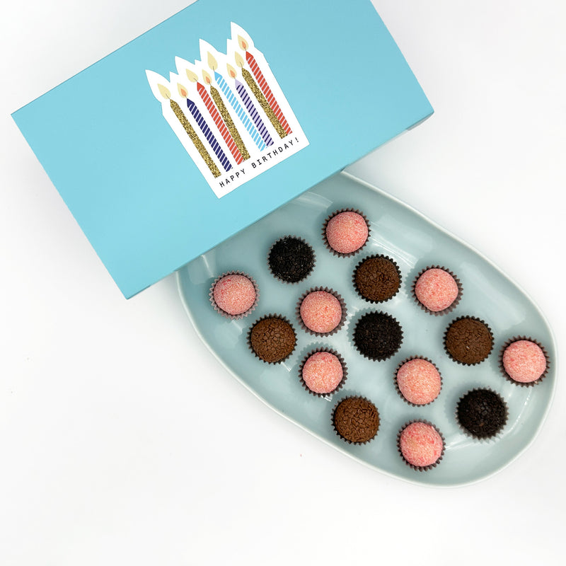 Birthday Chocolate + Strawberries Brigadeiros — handcrafted Brazilian brigadeiro birthday gift