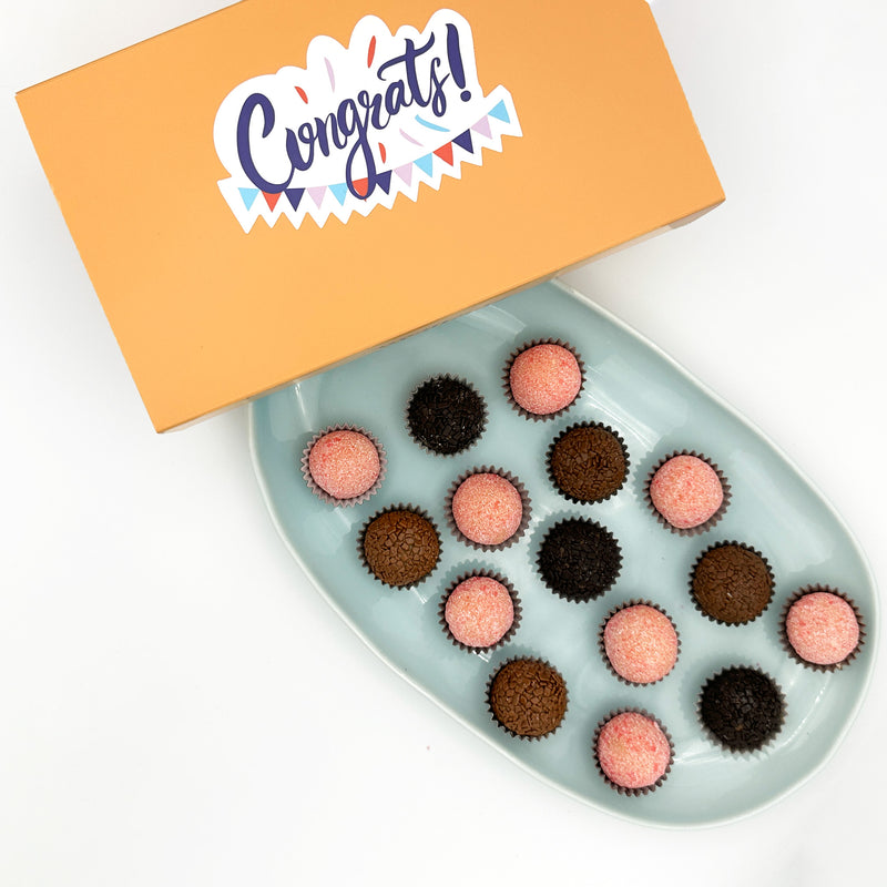 Congrats Chocolate + Strawberries Brigadeiros — handcrafted Brazilian brigadeiro gift
