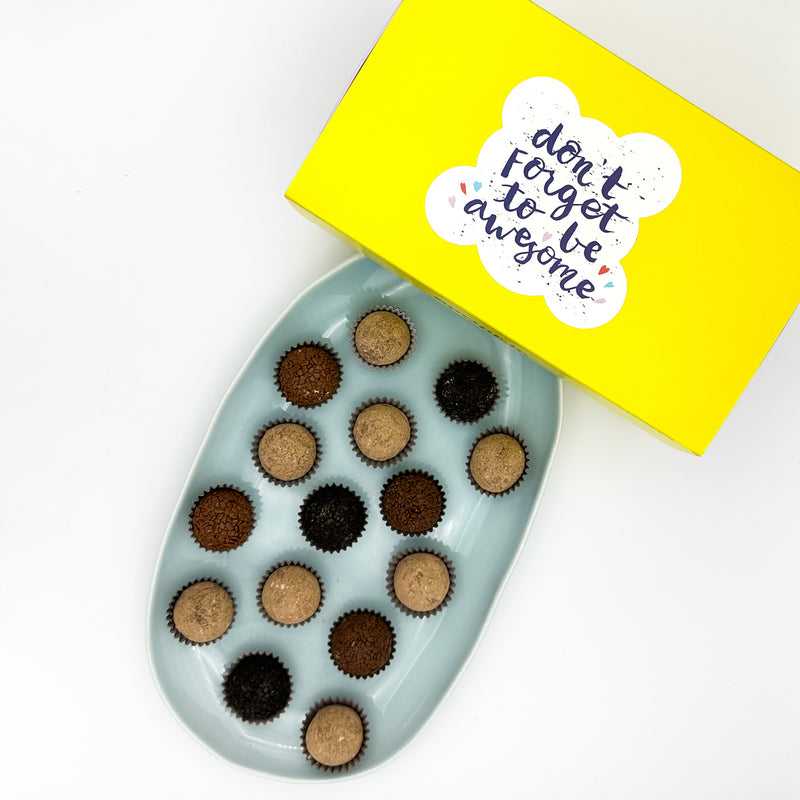 Don't Forget to be Awesome - Chocolate + Coffee Brigadeiros — handcrafted Brazilian brigadeiro gift