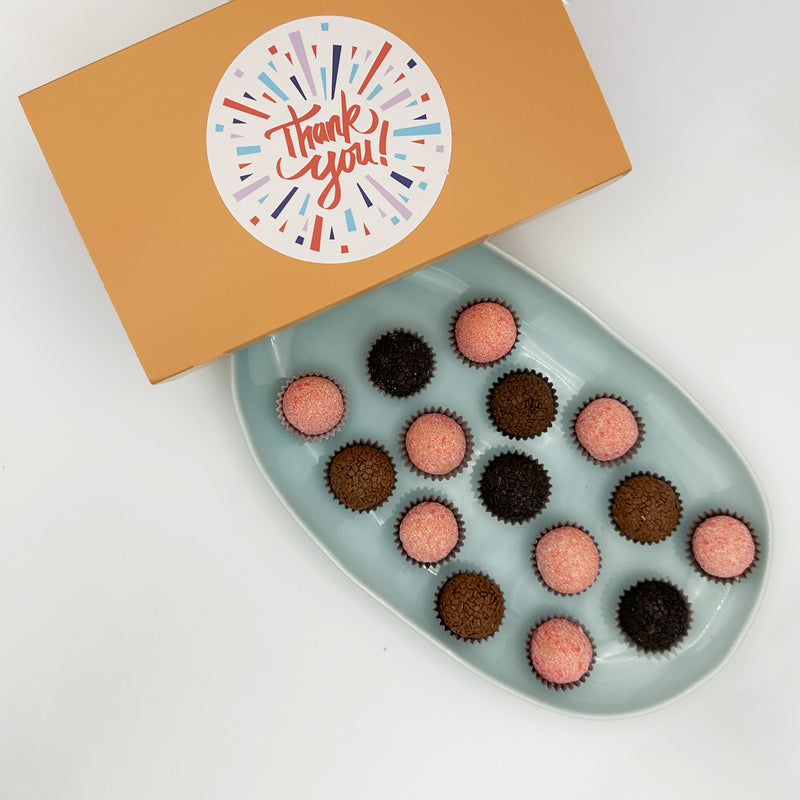 Thank You Chocolate + Strawberries Brigadeiros — handcrafted Brazilian brigadeiro gift