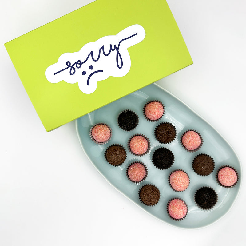 I'm Sorry Chocolate + Strawberries Brigadeiros — handcrafted Brazilian brigadeiro gift