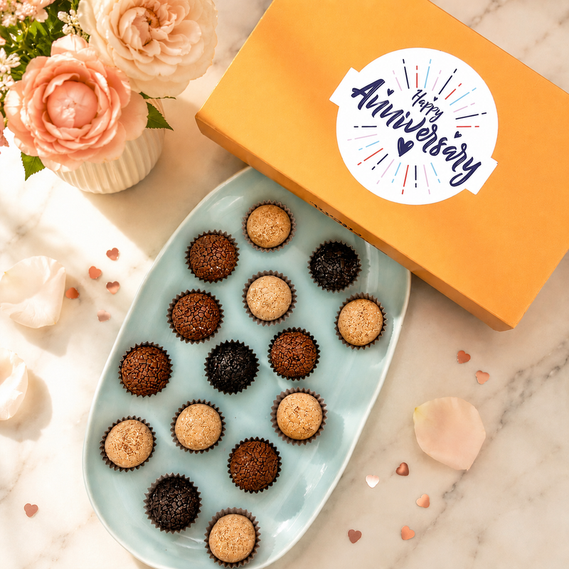 Anniversary Coffee + Chocolate Brigadeiros — handcrafted Brazilian brigadeiro gift