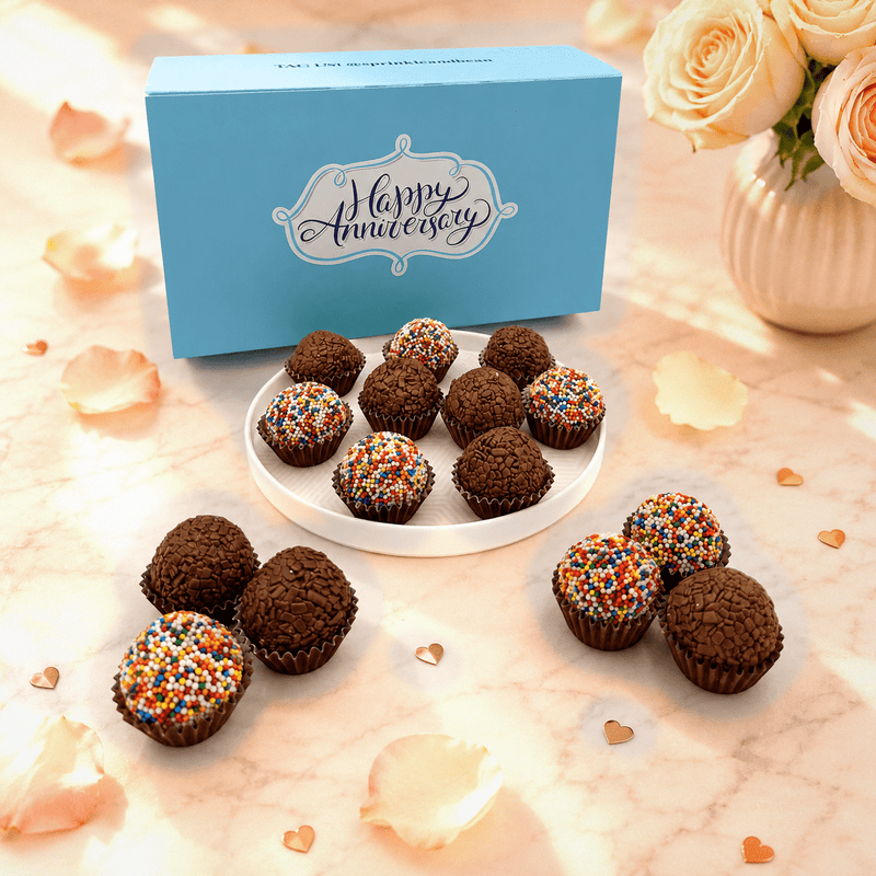 Anniversary Milk Chocolate Celebration Brigadeiros — handcrafted Brazilian brigadeiro gift