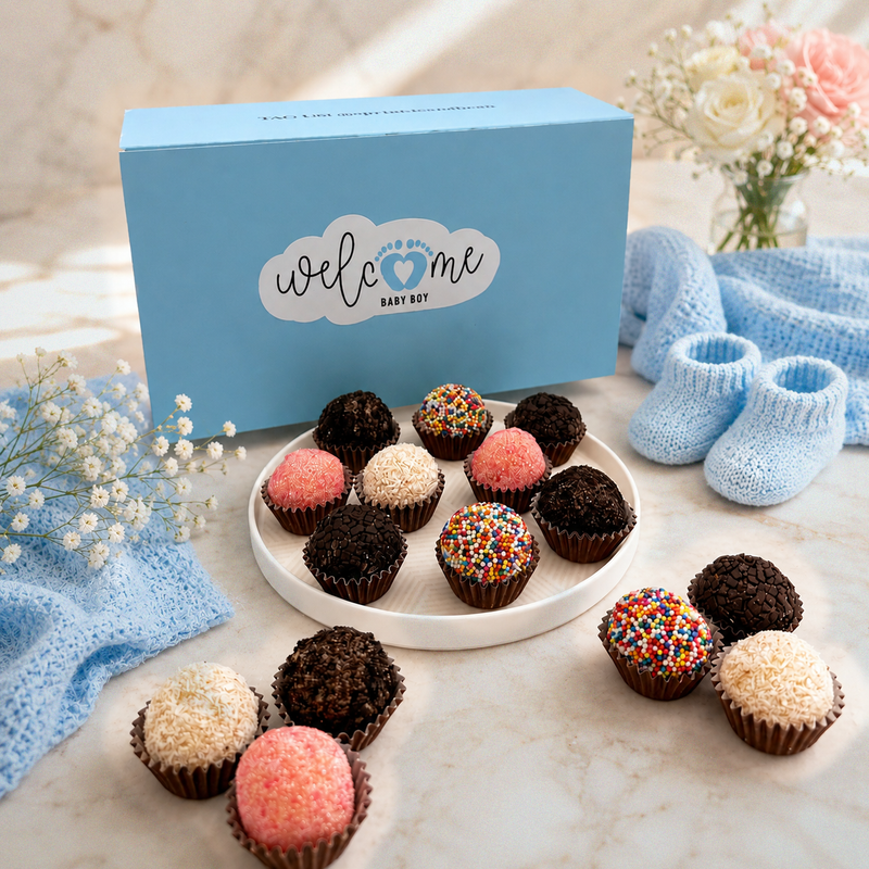 Baby Boy Classic Celebration Brigadeiros — handcrafted Brazilian brigadeiro gift
