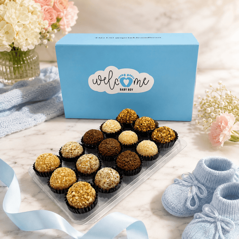 Baby Boy Nut Assortment Brigadeiros — handcrafted Brazilian brigadeiro gift