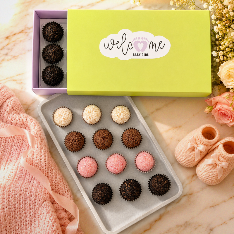 Baby Girl Classic Brigadeiros — handcrafted Brazilian brigadeiro gift