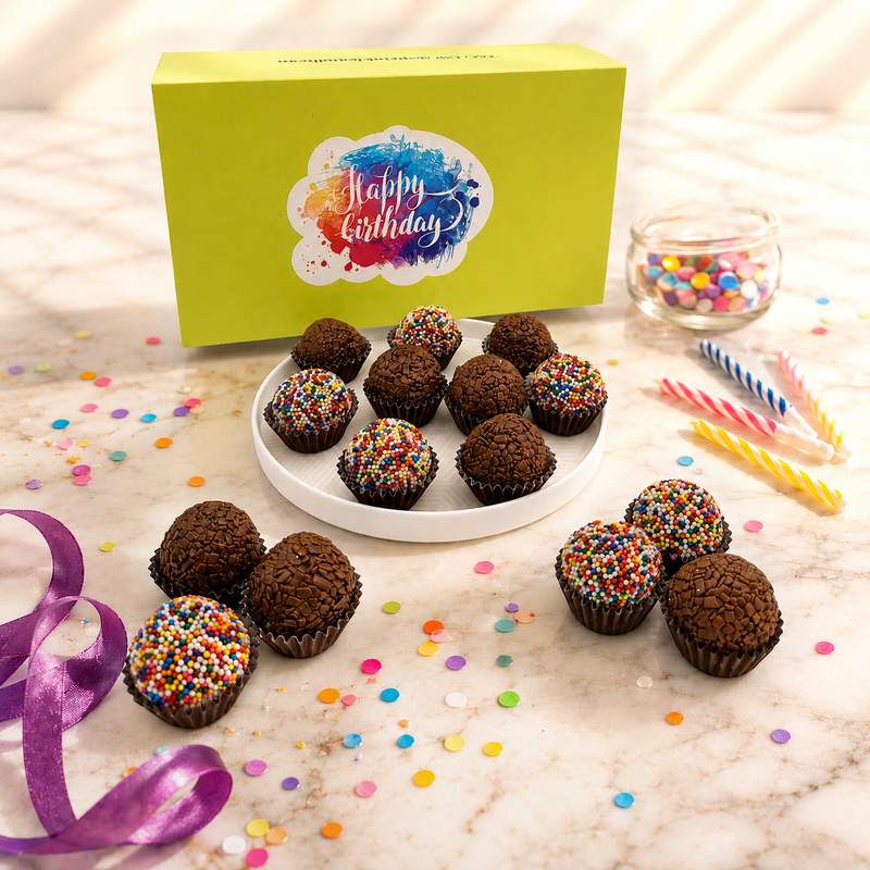 Birthday Milk Chocolate Celebration Brigadeiros — handcrafted Brazilian brigadeiro birthday gift