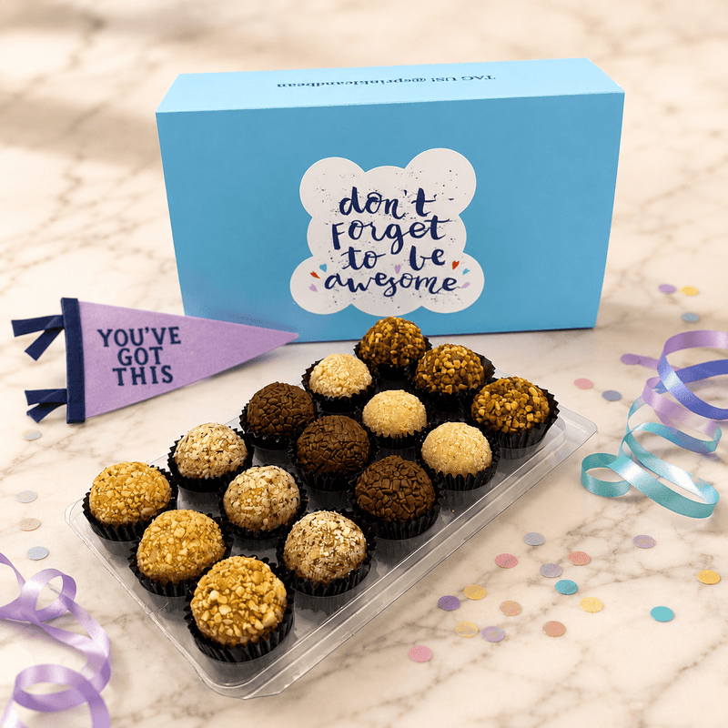 Don't Forget to be Awesome Nut Assortment Brigadeiros — handcrafted Brazilian brigadeiro gift