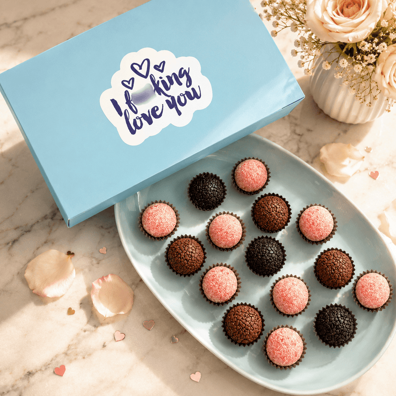 I F-Ing Love You Chocolate + Strawberries  Brigadeiros — handcrafted Brazilian brigadeiro gift