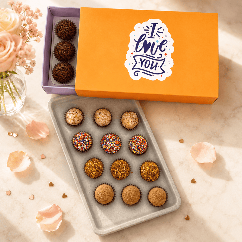 I Love You Specialty Celebration Brigadeiros — handcrafted Brazilian brigadeiro gift