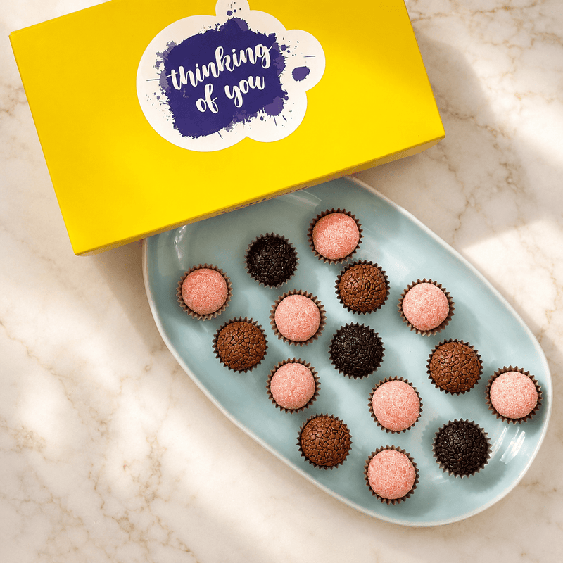 Thinking of You Chocolate + Strawberries Brigadeiros — handcrafted Brazilian brigadeiro gift
